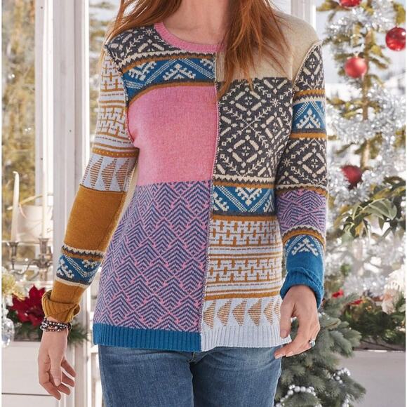Sundance Fields of Fair Patchwork Sweater SZL - Picture 1 of 7